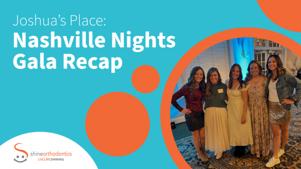 Group of women standing together smiling with text "Joshua's Place: Nashville Nights Gala Recap" 